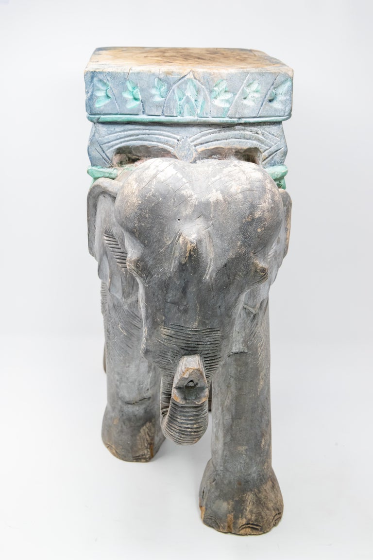 Wood Elephant Hand Carved Plant Stand at 1stDibs wood elephant plant
