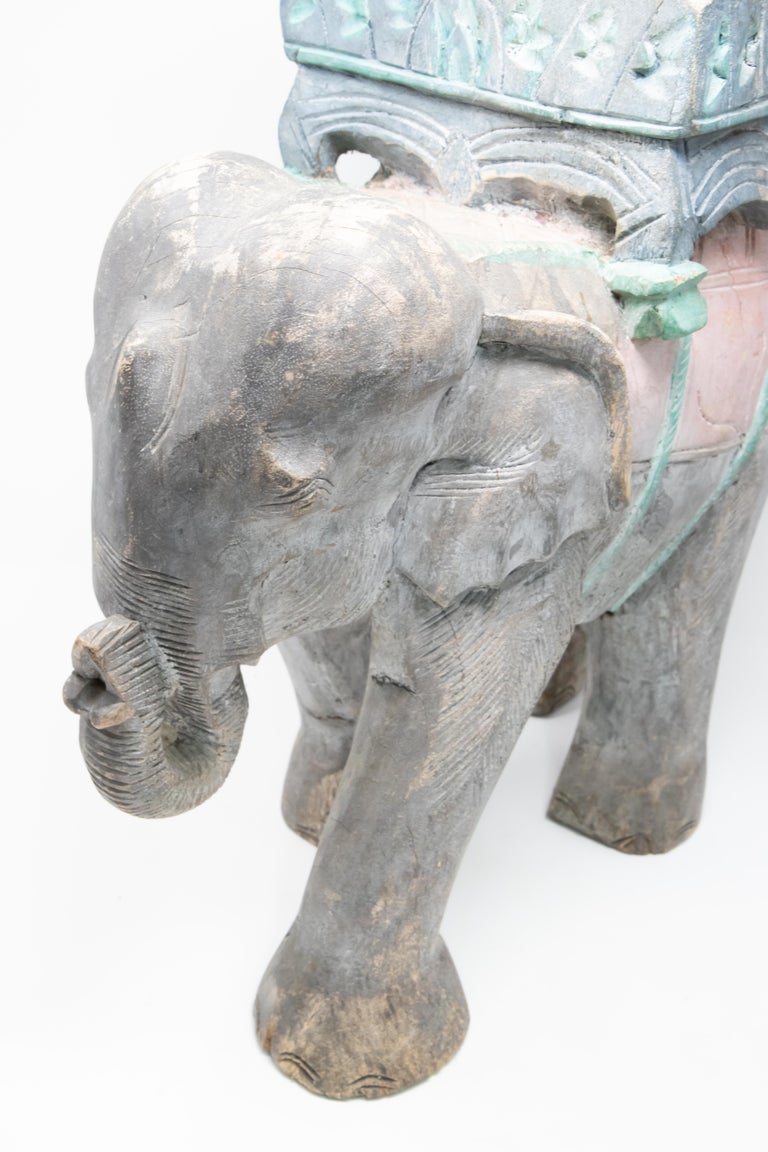 Wood Elephant Hand Carved Plant Stand at 1stDibs wood elephant plant