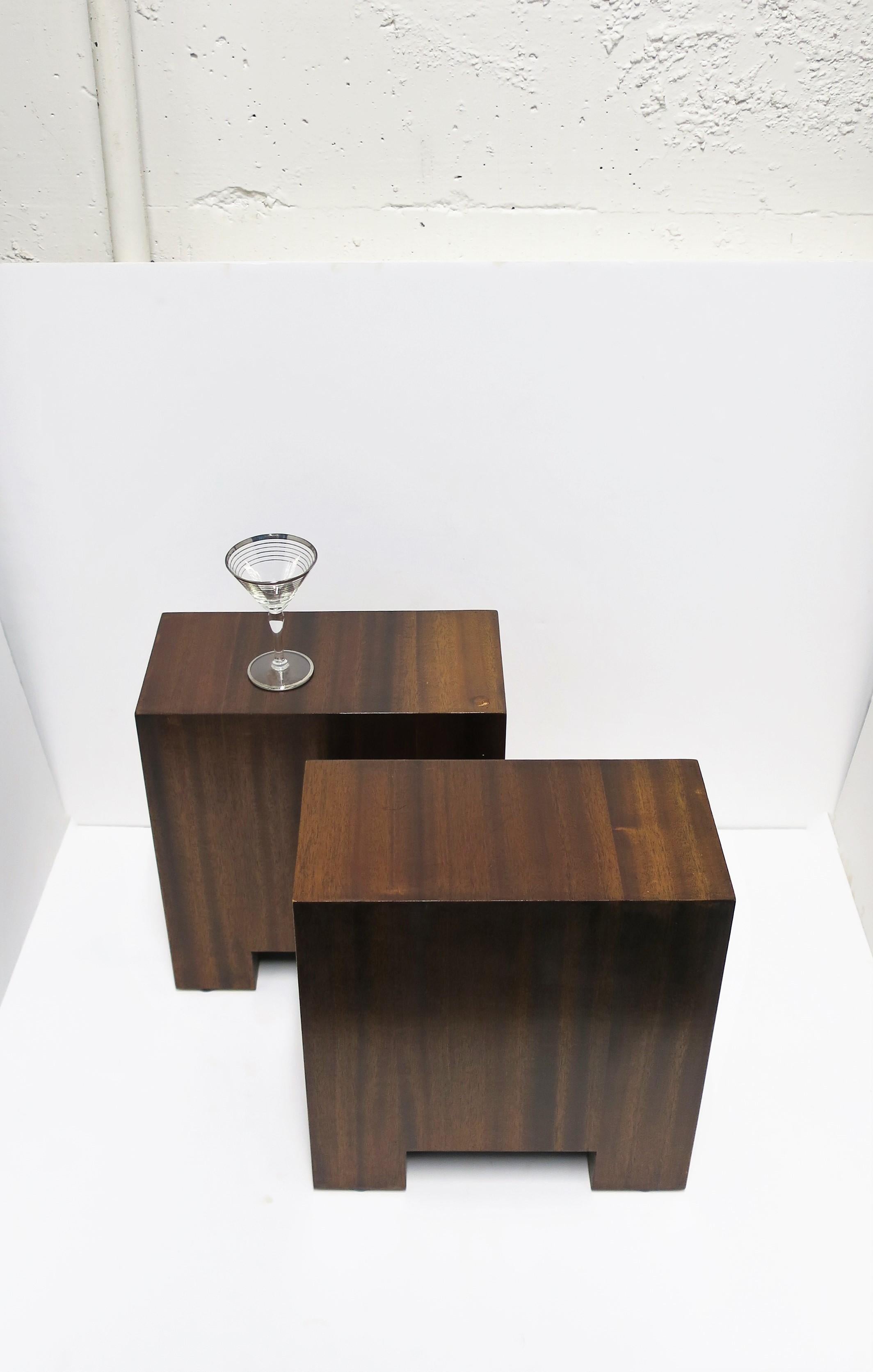 Wood End or Side Drinks Tables, Pair 3