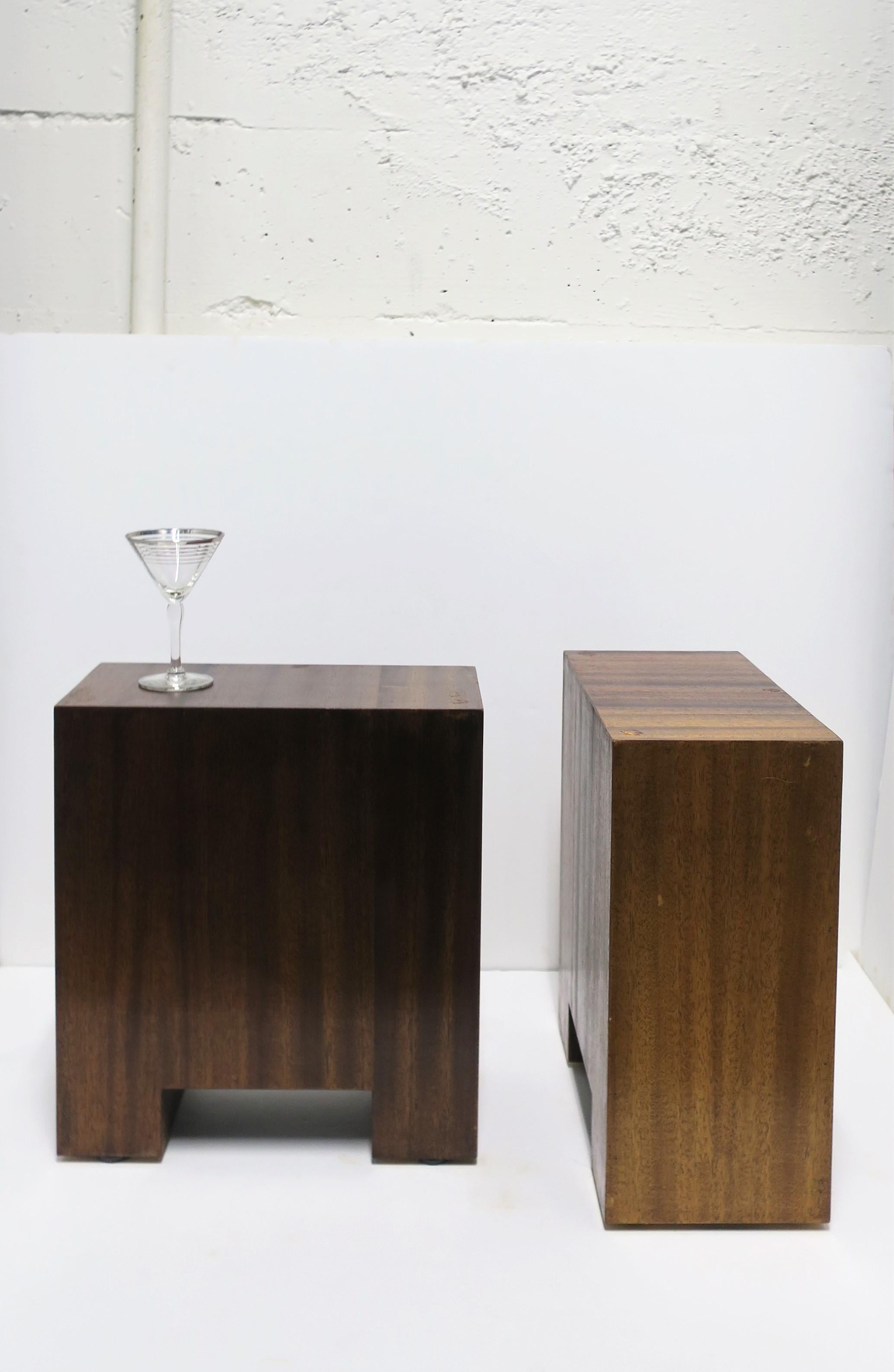 Wood End or Side Drinks Tables, Pair 6