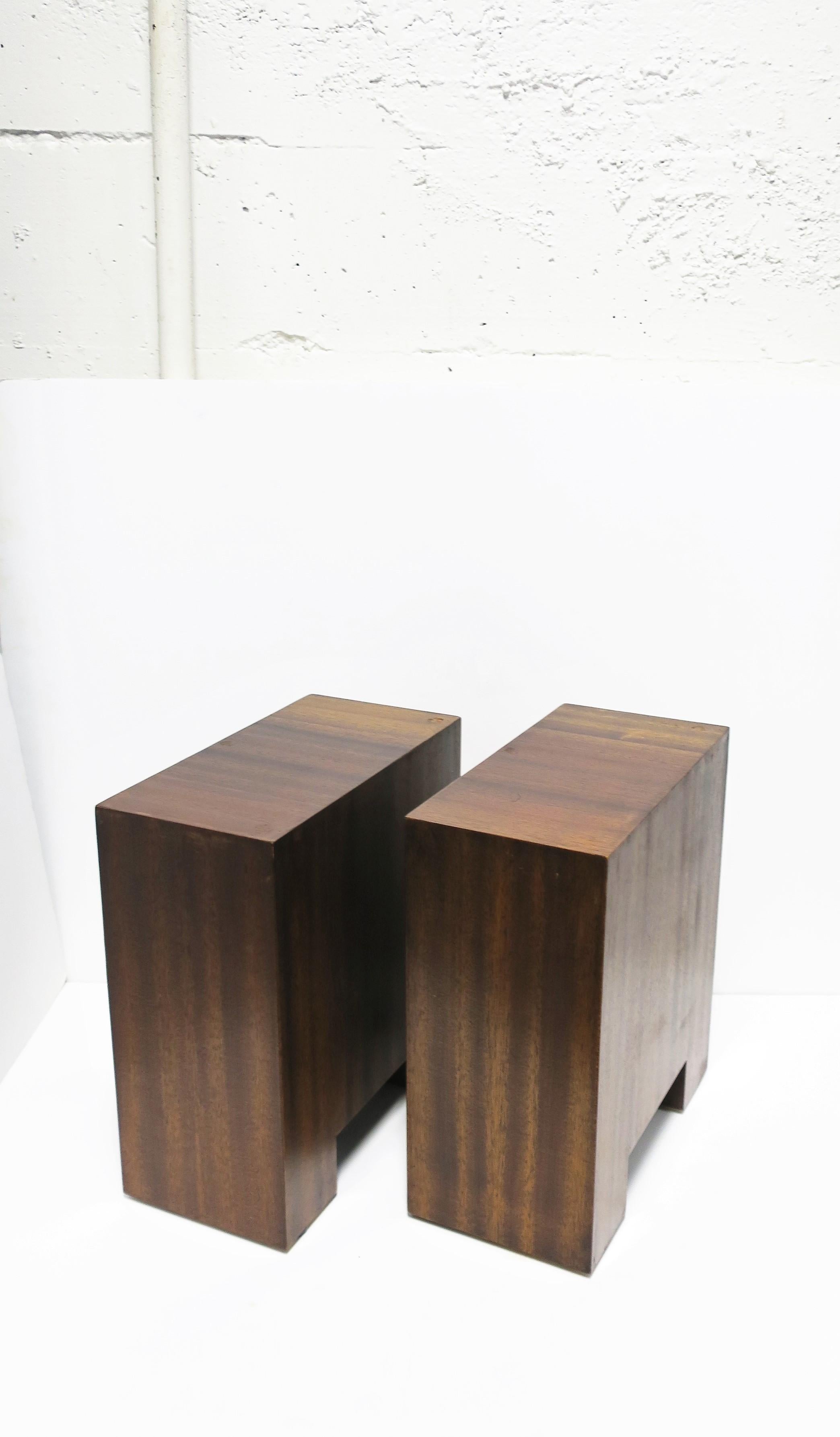 Minimalist Wood End or Side Drinks Tables, Pair