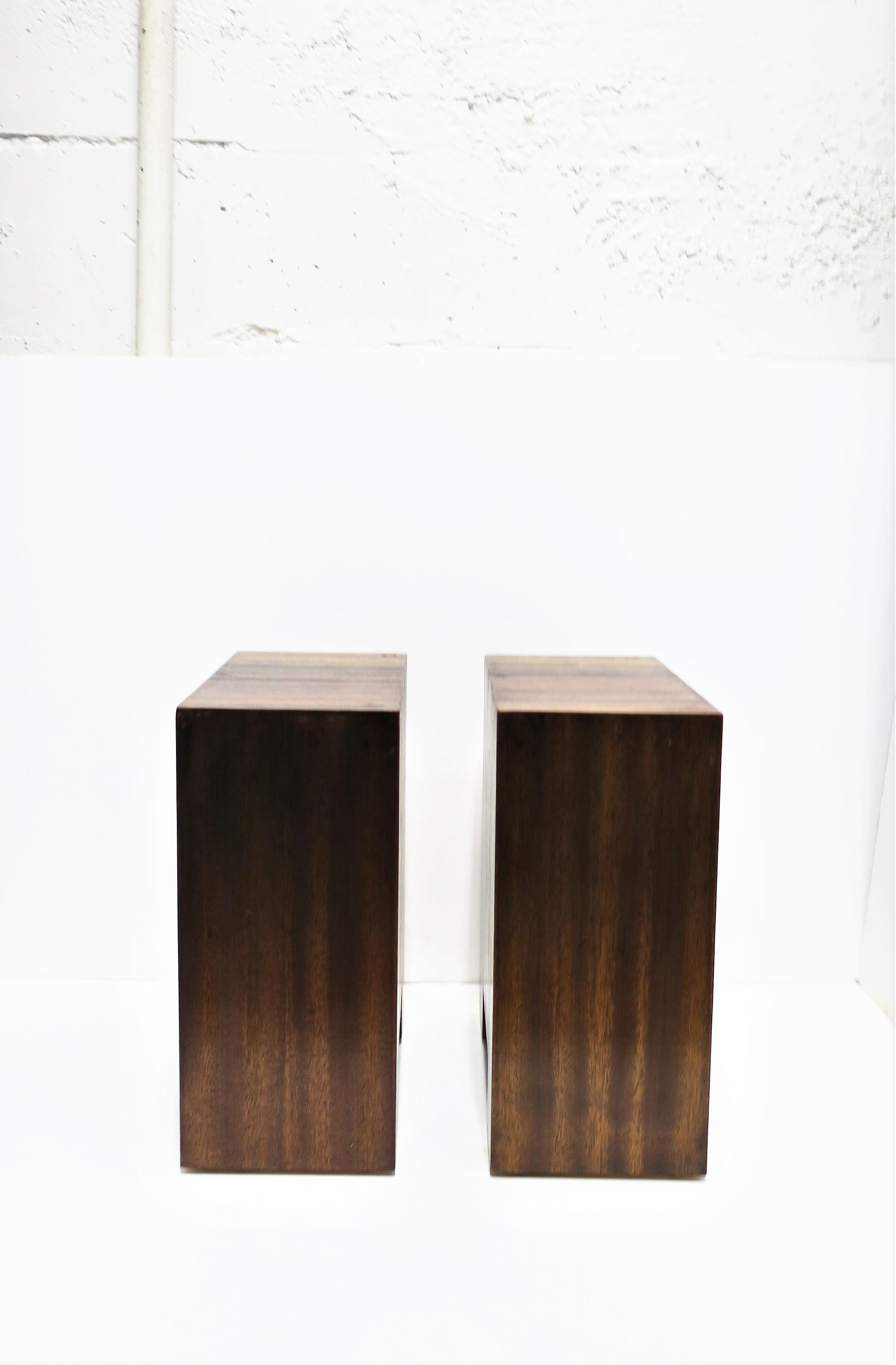 Stained Wood End or Side Drinks Tables, Pair