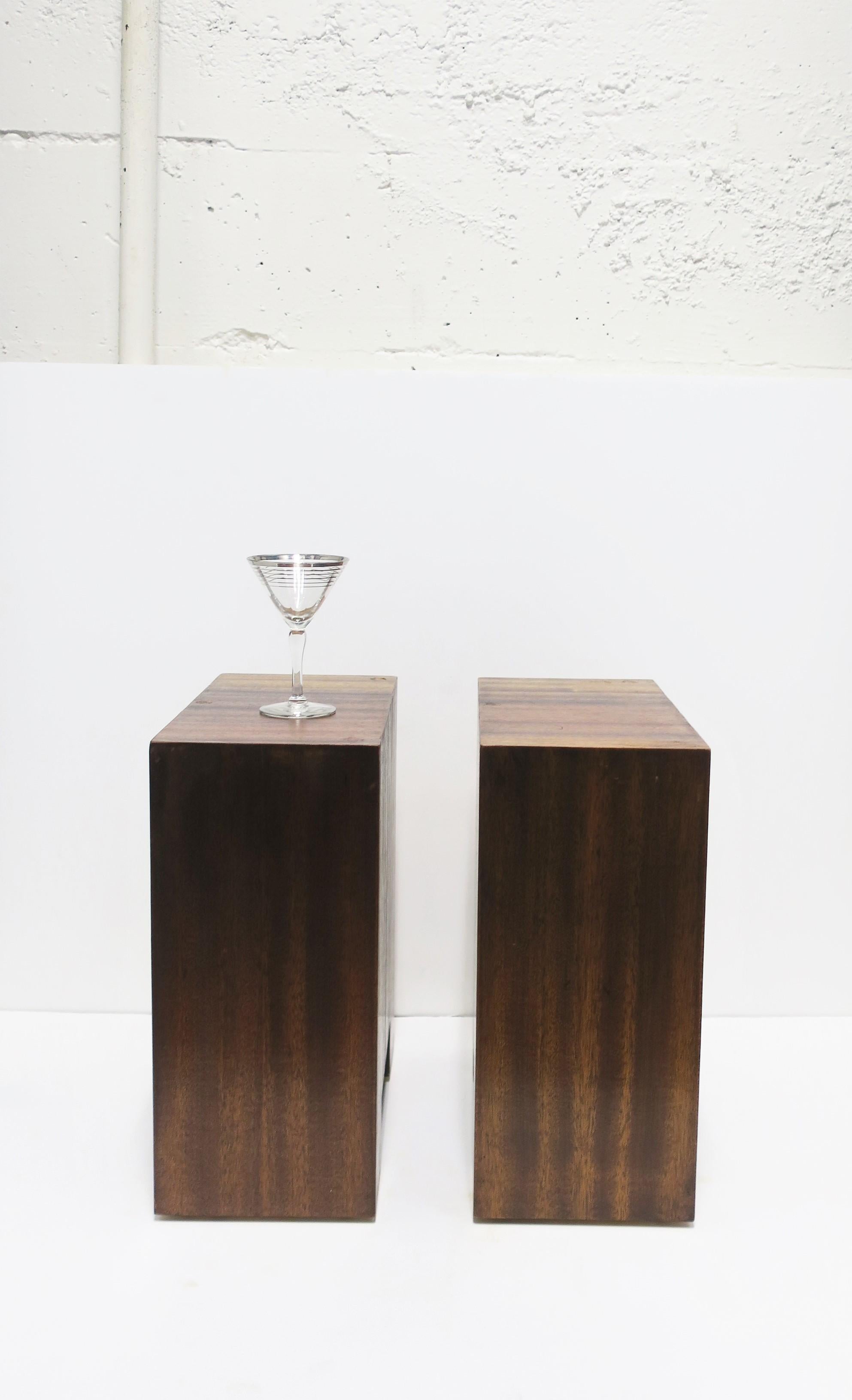 Wood End or Side Drinks Tables, Pair In Good Condition In New York, NY