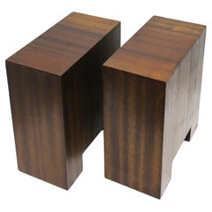 Wood End or Side Drinks Tables, Pair