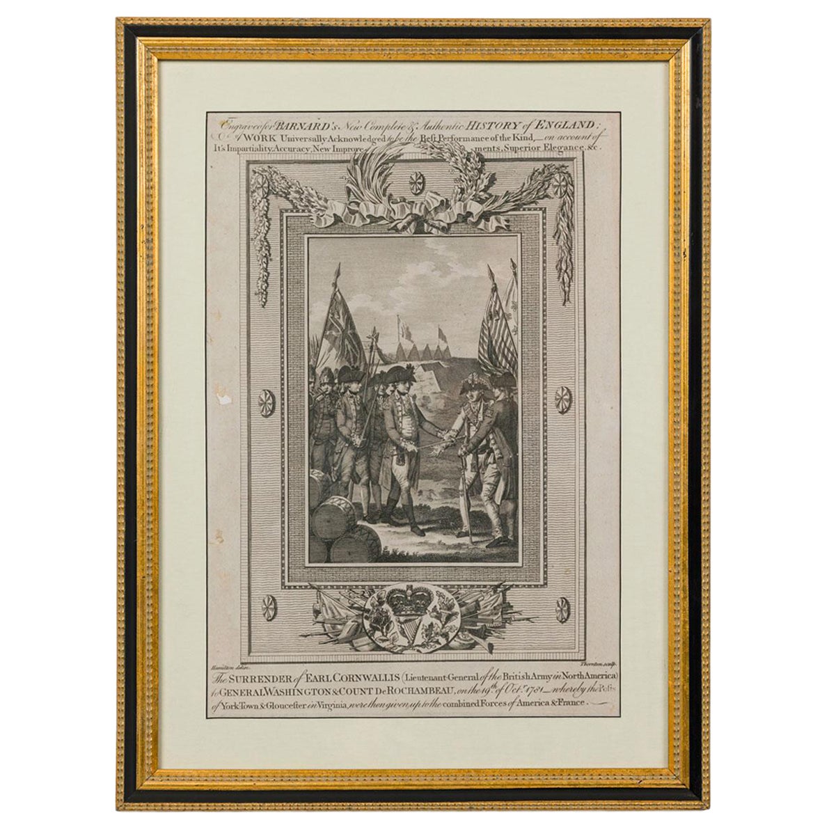 Wood Engraving of the Surrender of Cornwallis For Sale