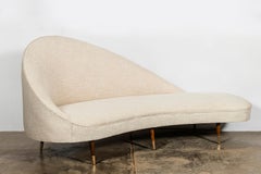 Wood, Fabric and Bronze Large Sofa, Italy, circa 1960