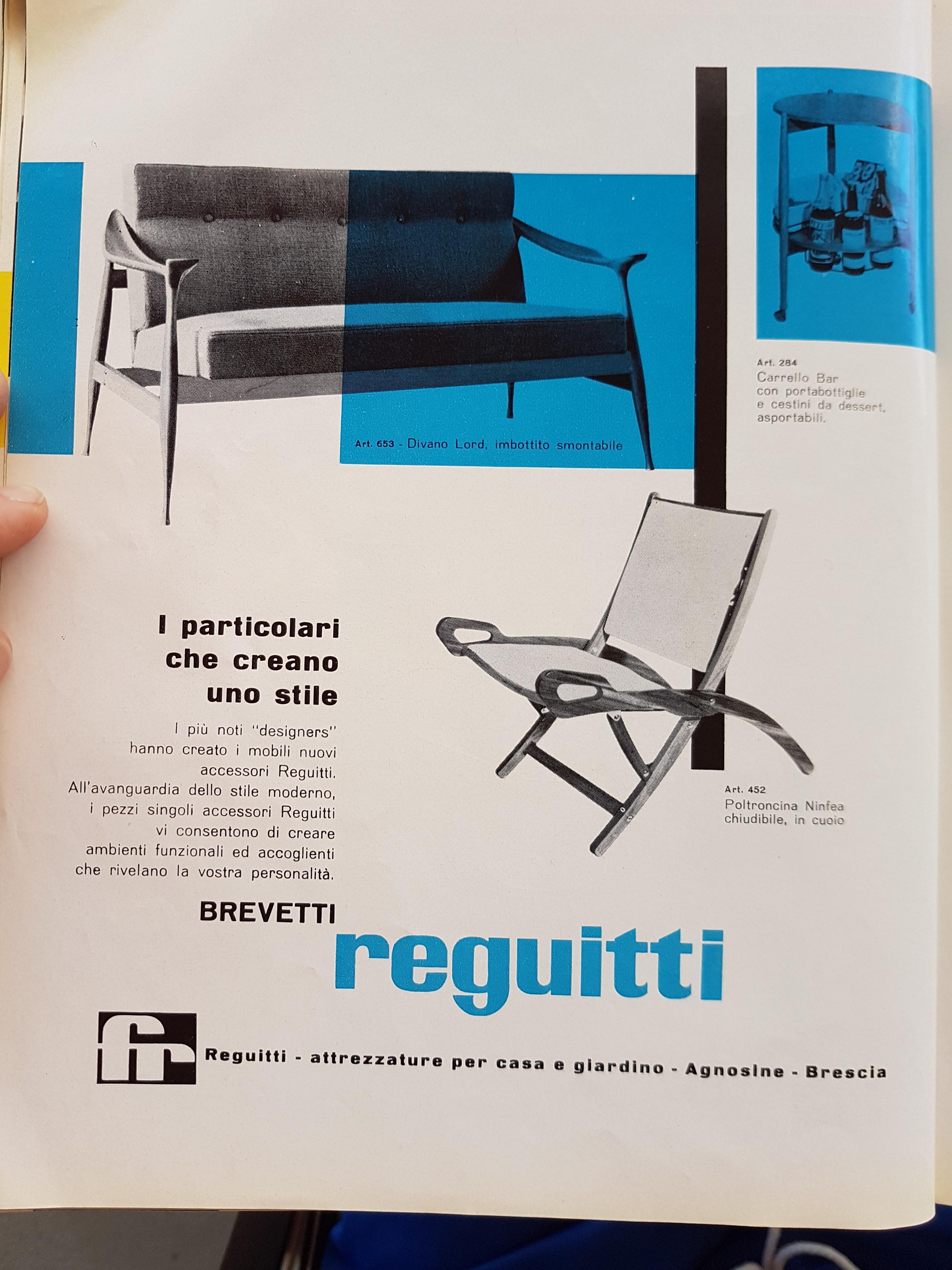 Wood & fabric Mid Century Modern folding chair Ninfea by Gio Ponti for Reguitti For Sale 8