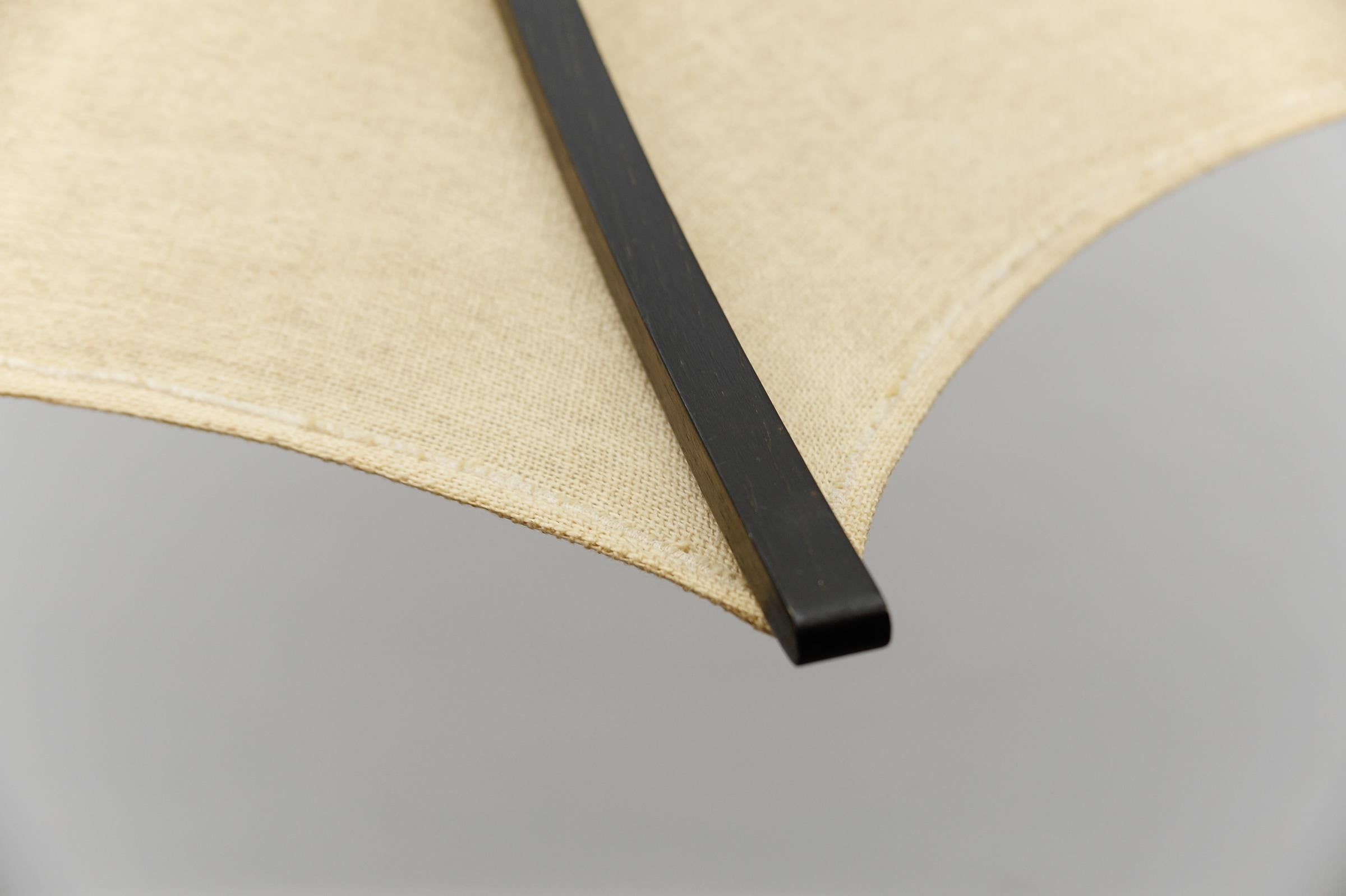 Wood & Fabric Shade Adjustable Counterweight Pendant Lamp by Domus, 1970s, Italy 11