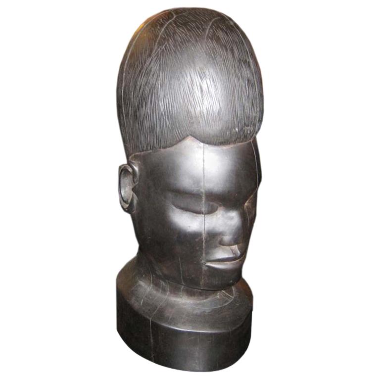 Sculpture de visage en bois en vente