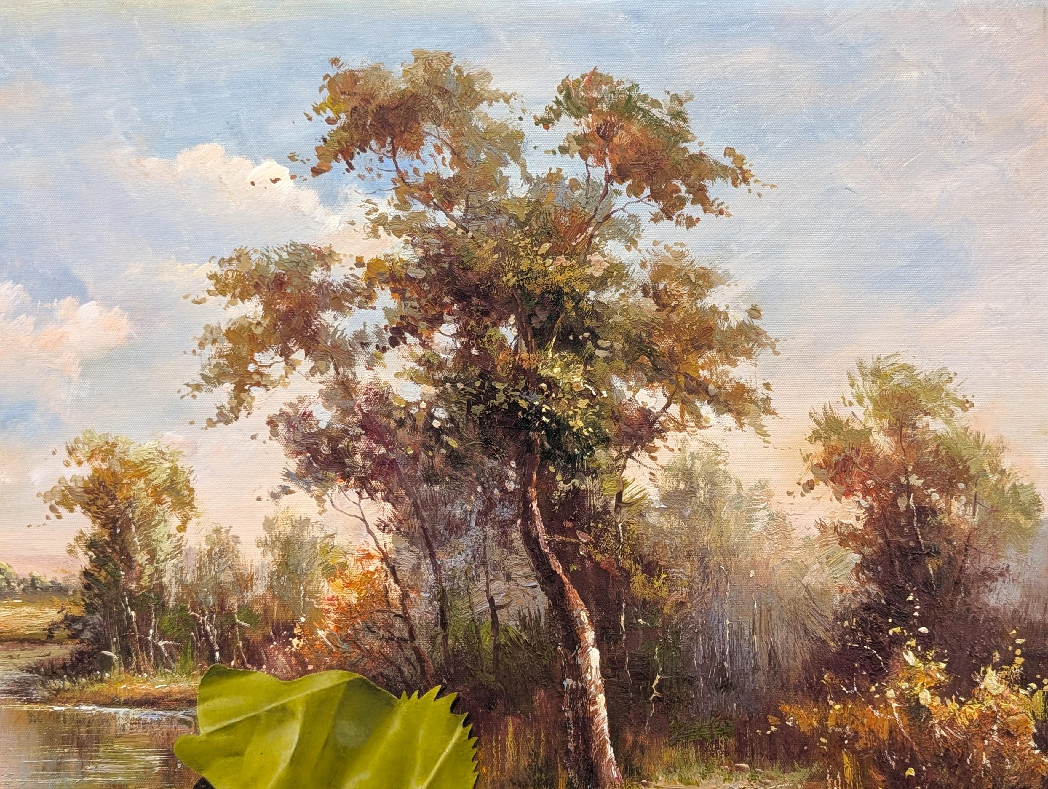 “A Quick Lunch” Contemporary Trompe L'oeil Papercut Green Fish Painting For Sale 1