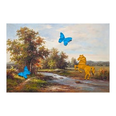 “Horsey Got Excited” Contemporary Trompe L'oeil Papercut Horse Painting