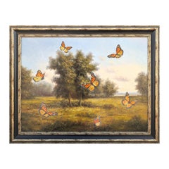 “Monarchs” Contemporary Hyper-Realistic Butterfly Rural Landscape Painting