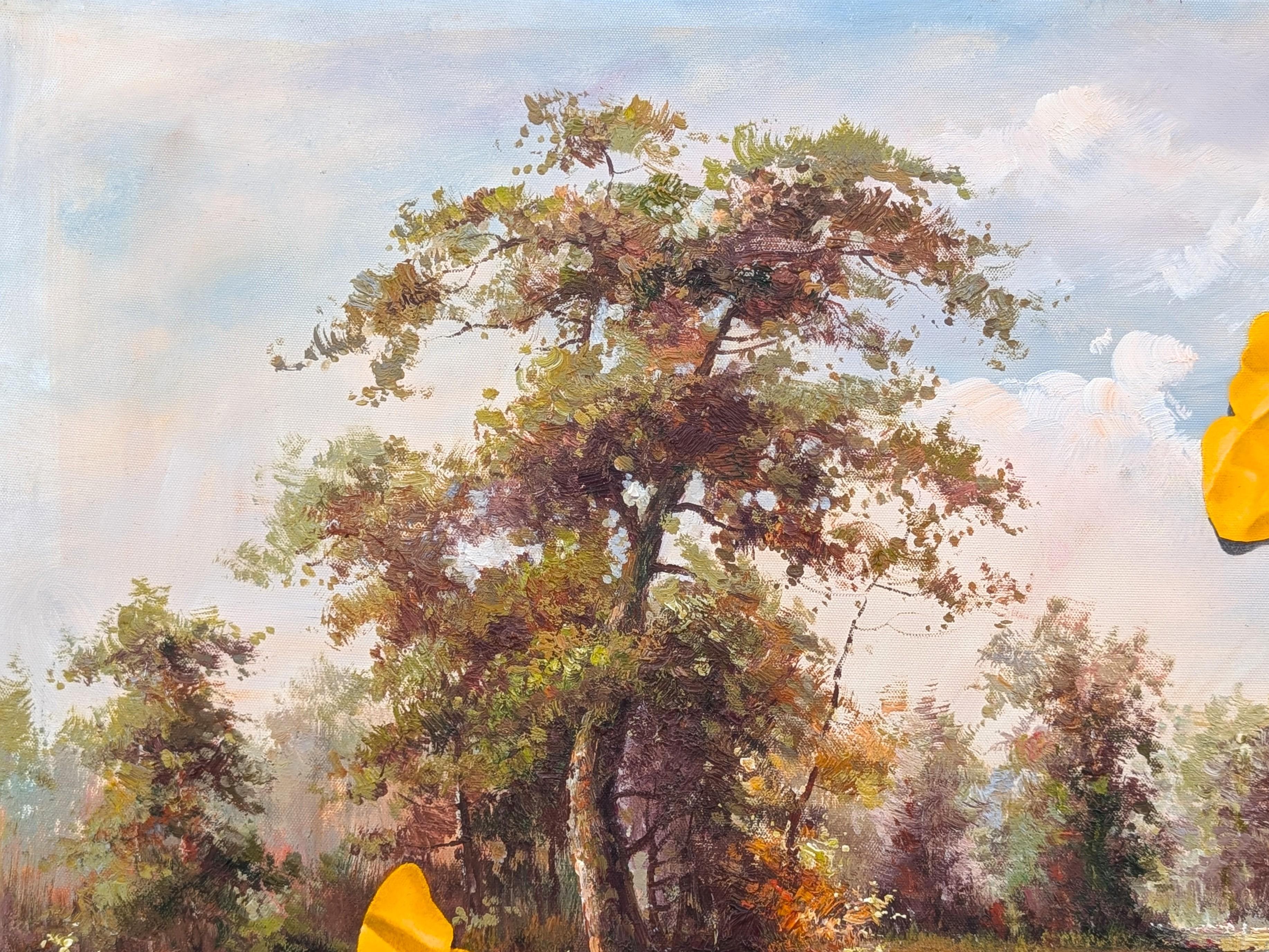 Contemporary surreal landscape painting by Texas based artist Wood Fancher Anthony. The work features trompe l'oeil, or 