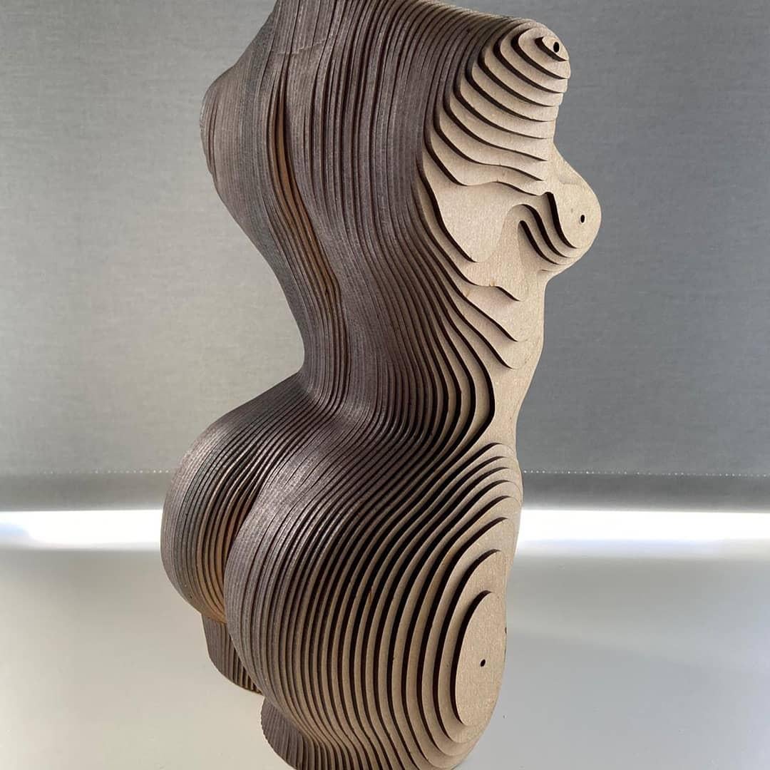 Plywood Wood Female Torso Sculpture MDF
