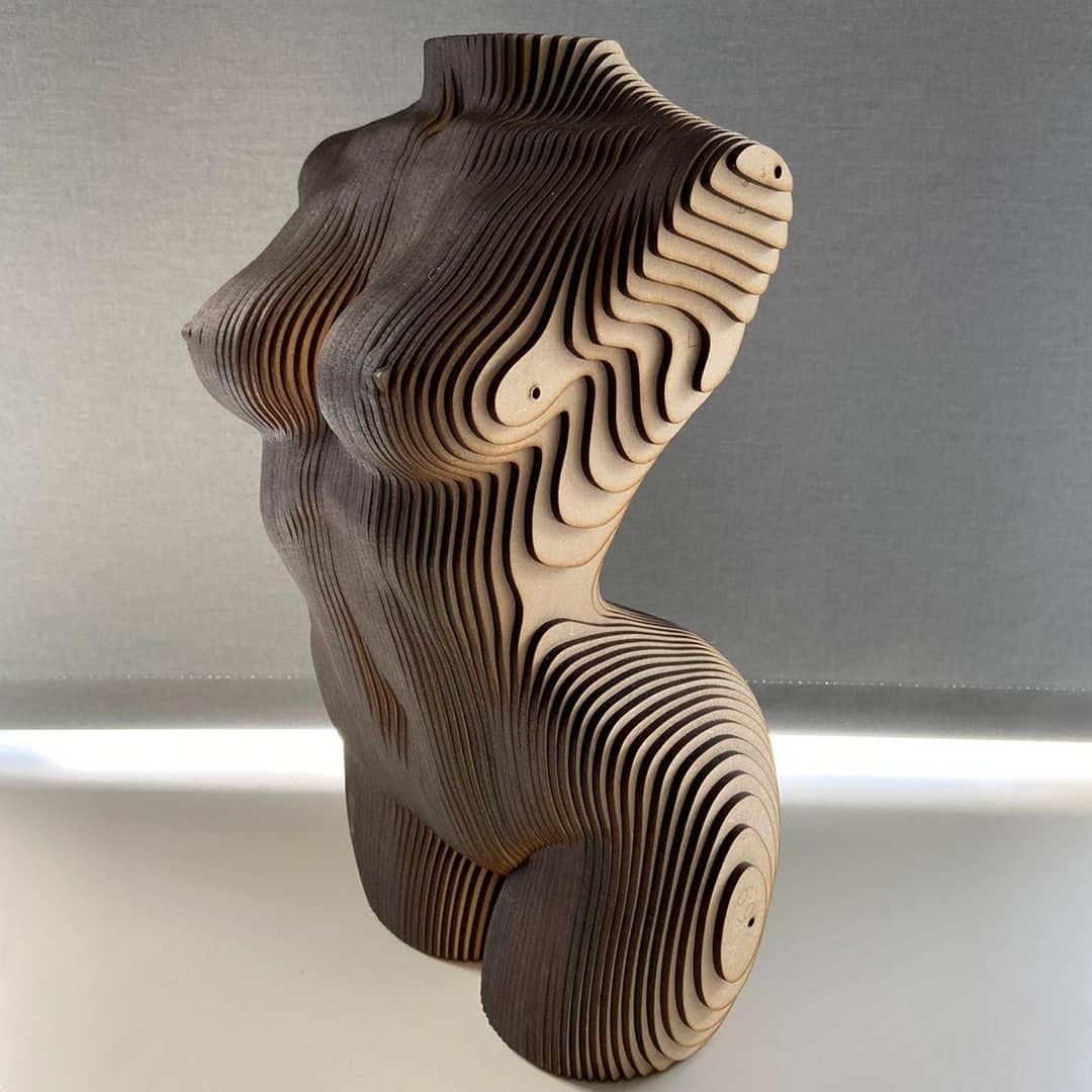 Wood Female Torso Sculpture MDF 1