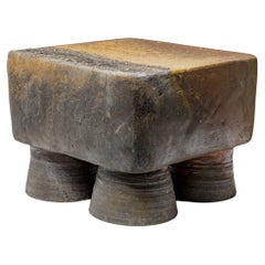 Wood fired ceramic coffee table or stool  by Mia Jensen, 2025.