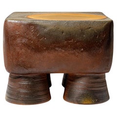 Wood fired ceramic coffee table or stool  by Mia Jensen, 2025.