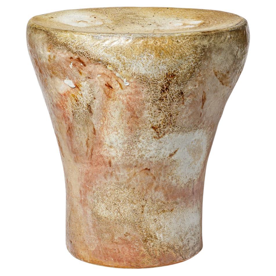 Wood fired ceramic stool by Mathilde Delas  Circa 2024.