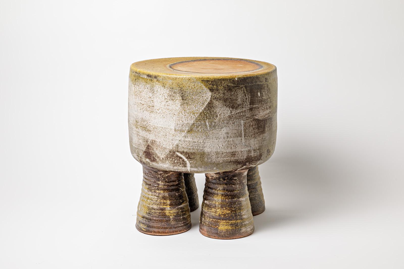 Beaux Arts Wood Fired Ceramic Stool or Coffee Table by Mia Jensen, 2023