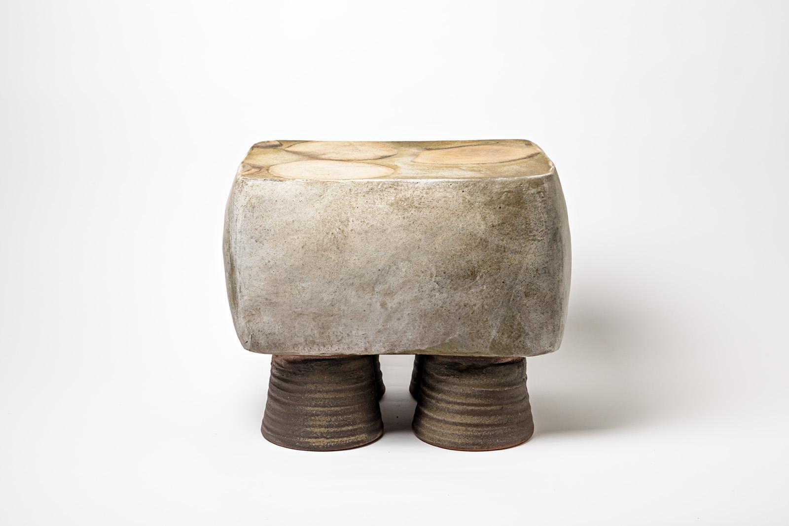 Wood Fired Ceramic Stool or Coffee Table by Mia Jensen, 2023 In New Condition In Saint-Ouen, FR