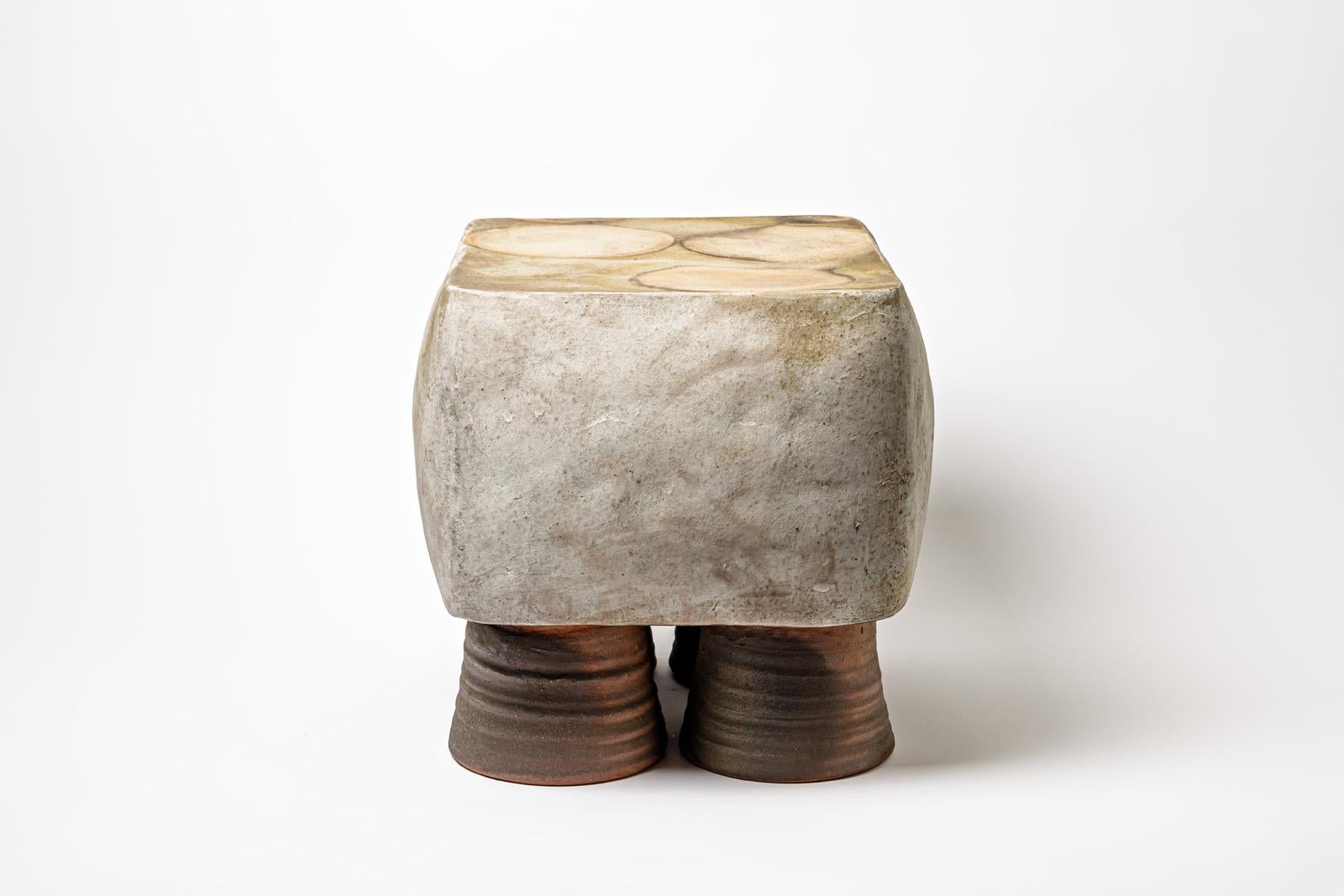 Contemporary Wood Fired Ceramic Stool or Coffee Table by Mia Jensen, 2023
