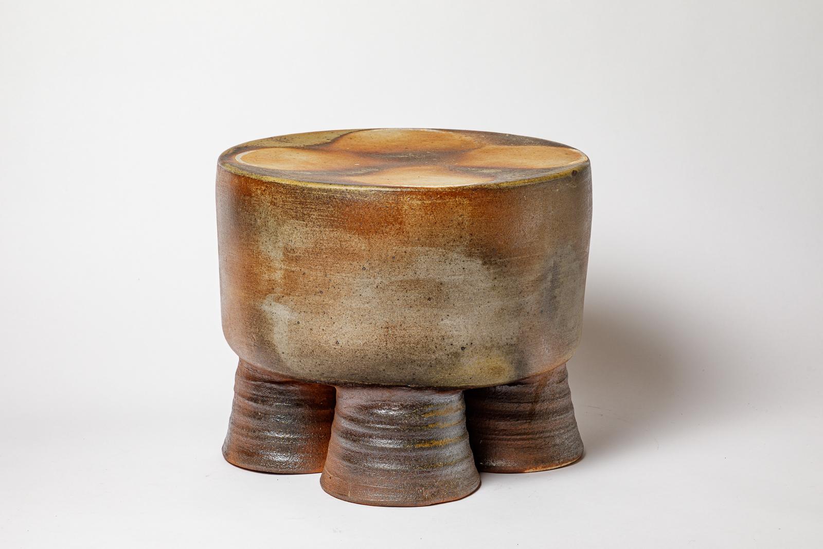 Français Tabouret ou table basse en céramique cuite au bois de Mia Jensen, 2024. en vente