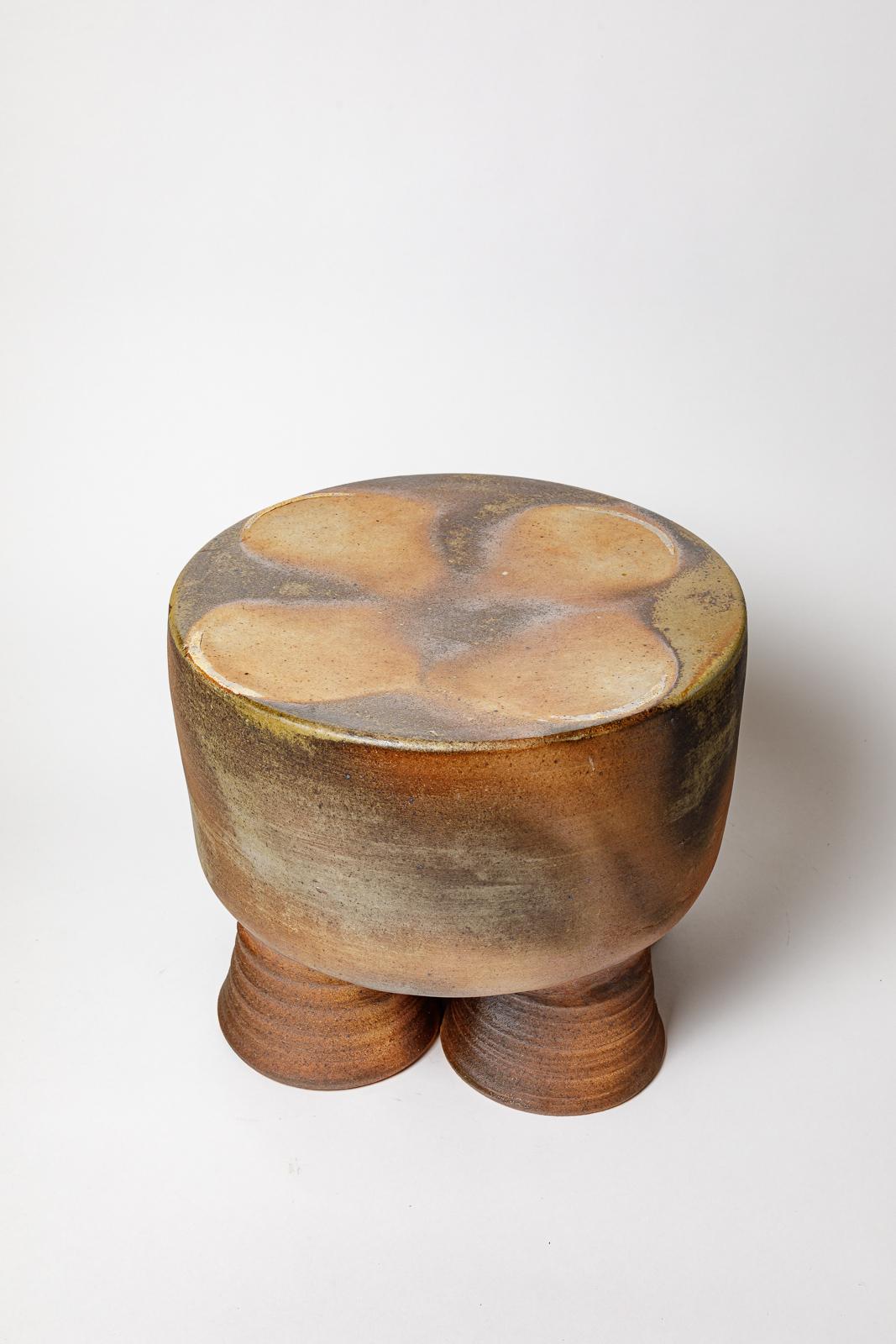 Céramique Tabouret ou table basse en céramique cuite au bois de Mia Jensen, 2024. en vente