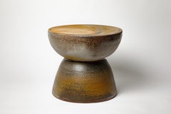 Wood fired ceramic stool or coffee table by Mia Jensen, 2025.