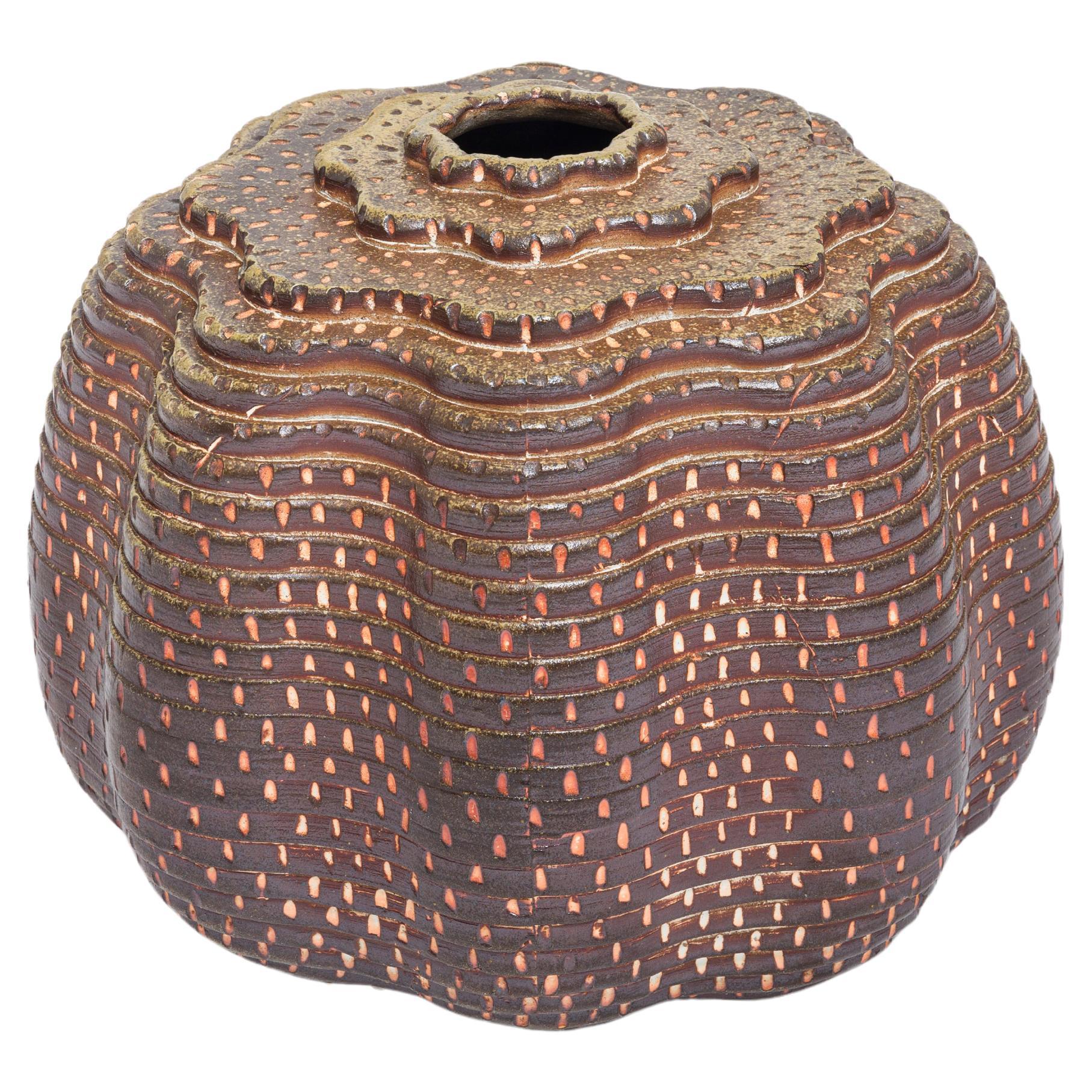 Wood-Fired Ceramic Vase by Ellen Pong For Sale