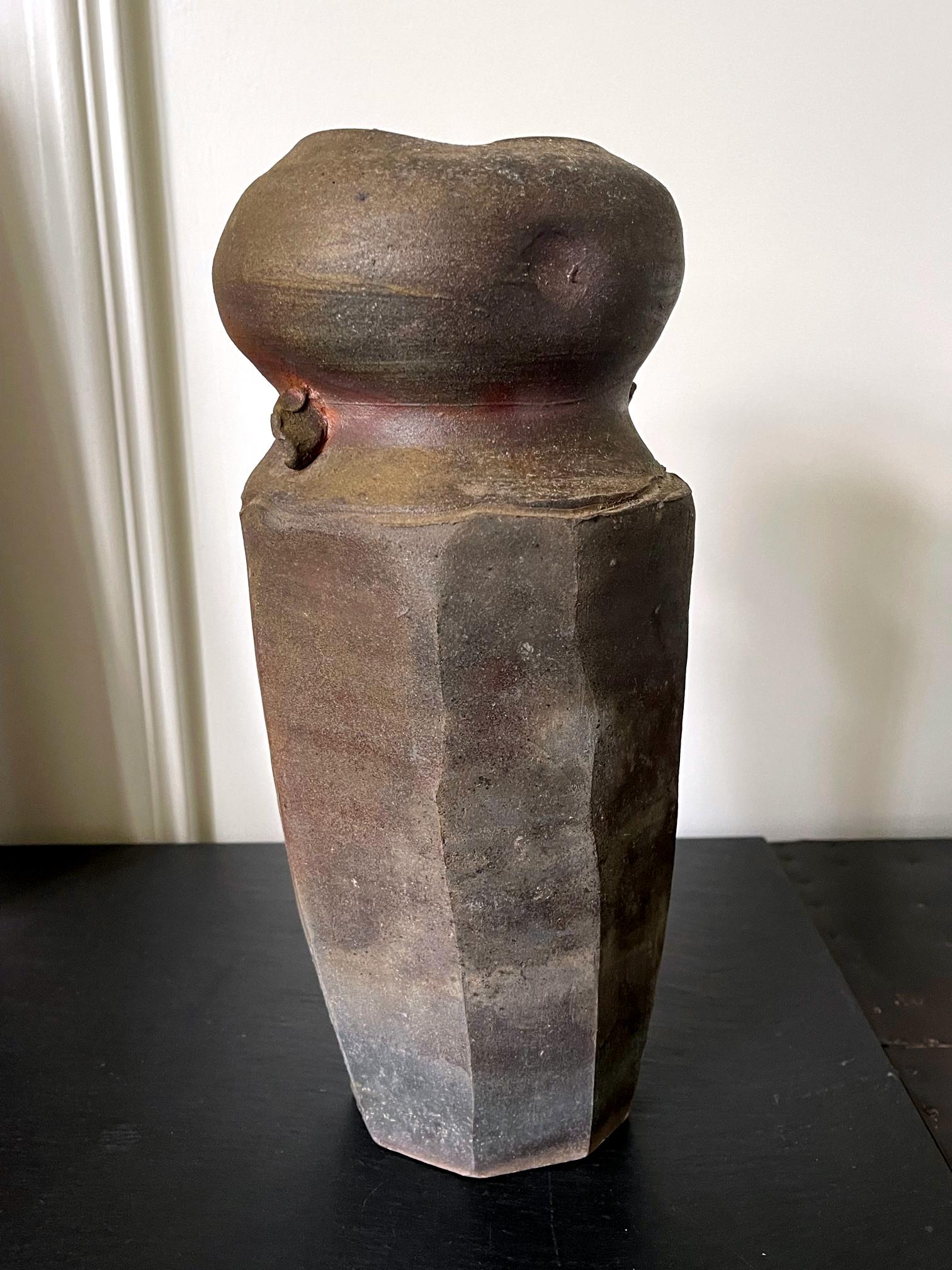 American Wood-Fired Ceramic Vase by Paul Chaleff For Sale