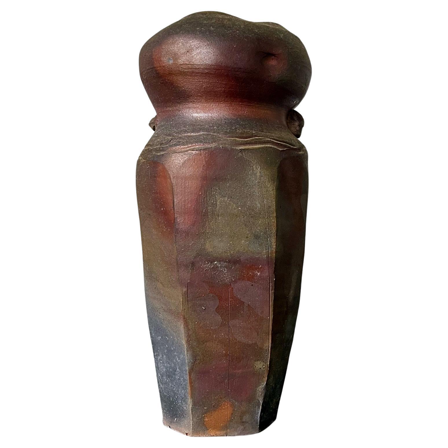 Vase en céramique avec finition en bois de Paul Chaleff en vente