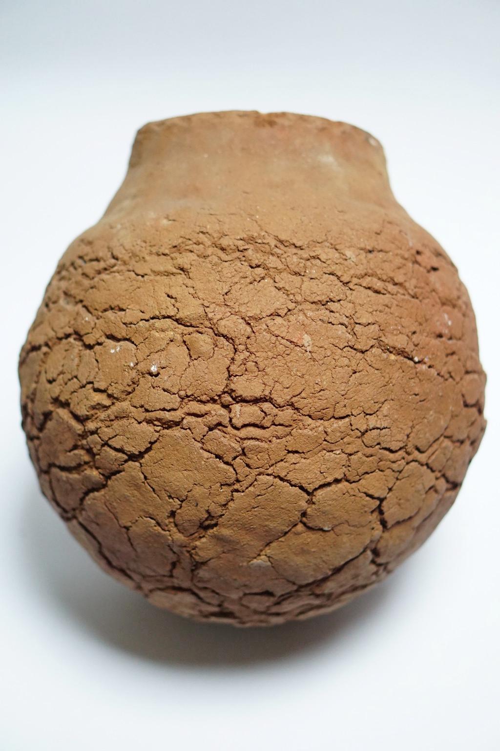 Wood Fired Crackled Clay Vase For Sale 11