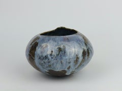 Wood-Fired Hand Coiled Ceramic Bowl with Blue Glaze by Helena Starcevic