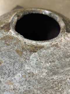 Vaso rustico Wabi-Sabi grande con manici, cotto a legna e lavorato a rotelle