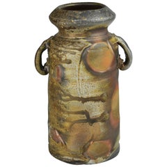 Wood-Fired Naturally Ash-Glazed Brown Bizen Flower Vase by Kimura Sojo