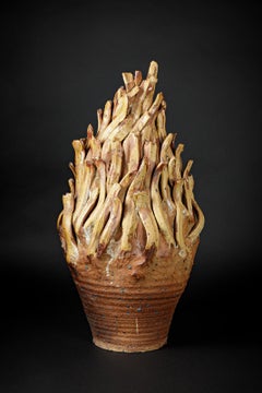 Wood fired stoneware «Pot à feu» sculpture by Île/Mer/Froid