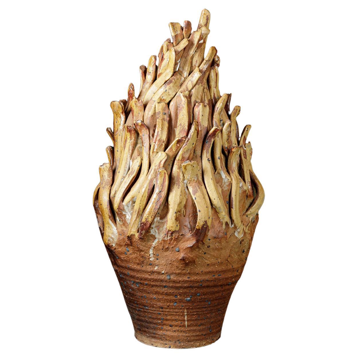 Skulptur aus holzgebranntem Steingut "Pot à feu" von Île/Mer/Froid
