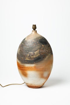 Wood fired stoneware table lamp by Bruno H’rdy, 1960-1970.