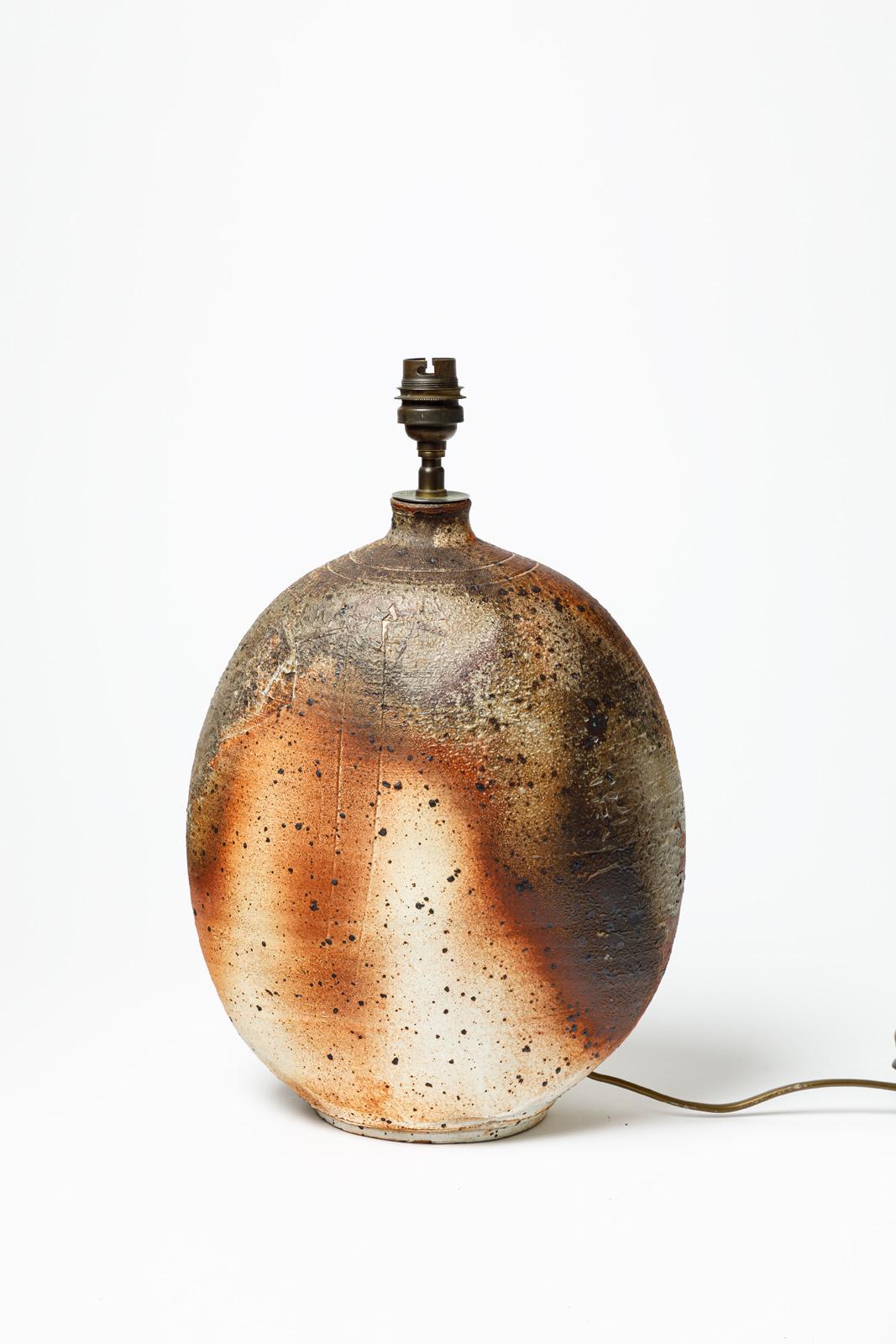 French Wood fired stoneware table lamp by Bruno H’rdy, 1960-1970.