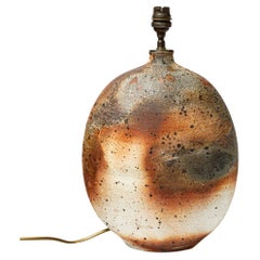 Vintage Wood fired stoneware table lamp by Bruno H’rdy, 1960-1970.