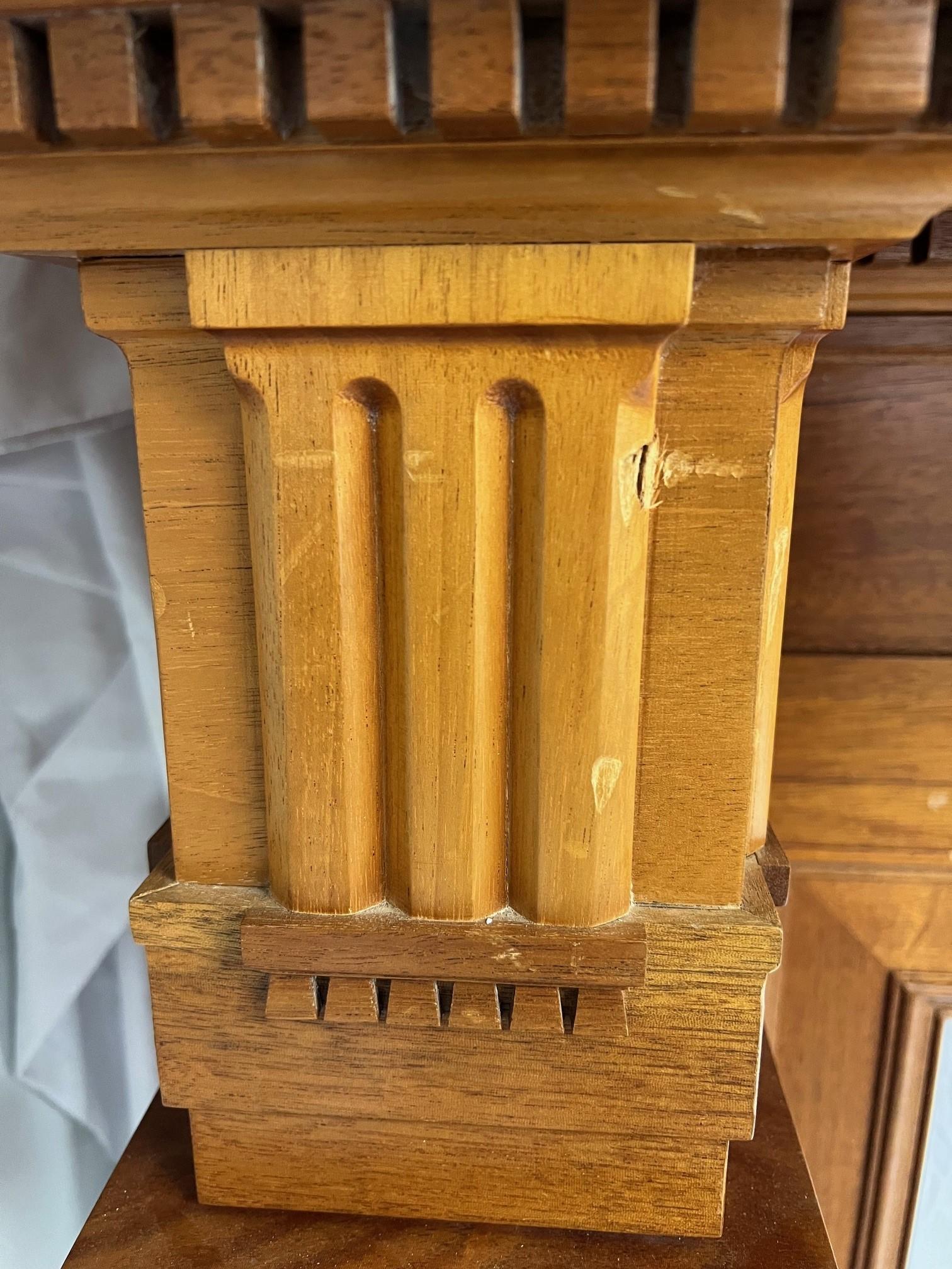 Wood Fireplace Mantel with Columns and Large Opening   For Sale 2
