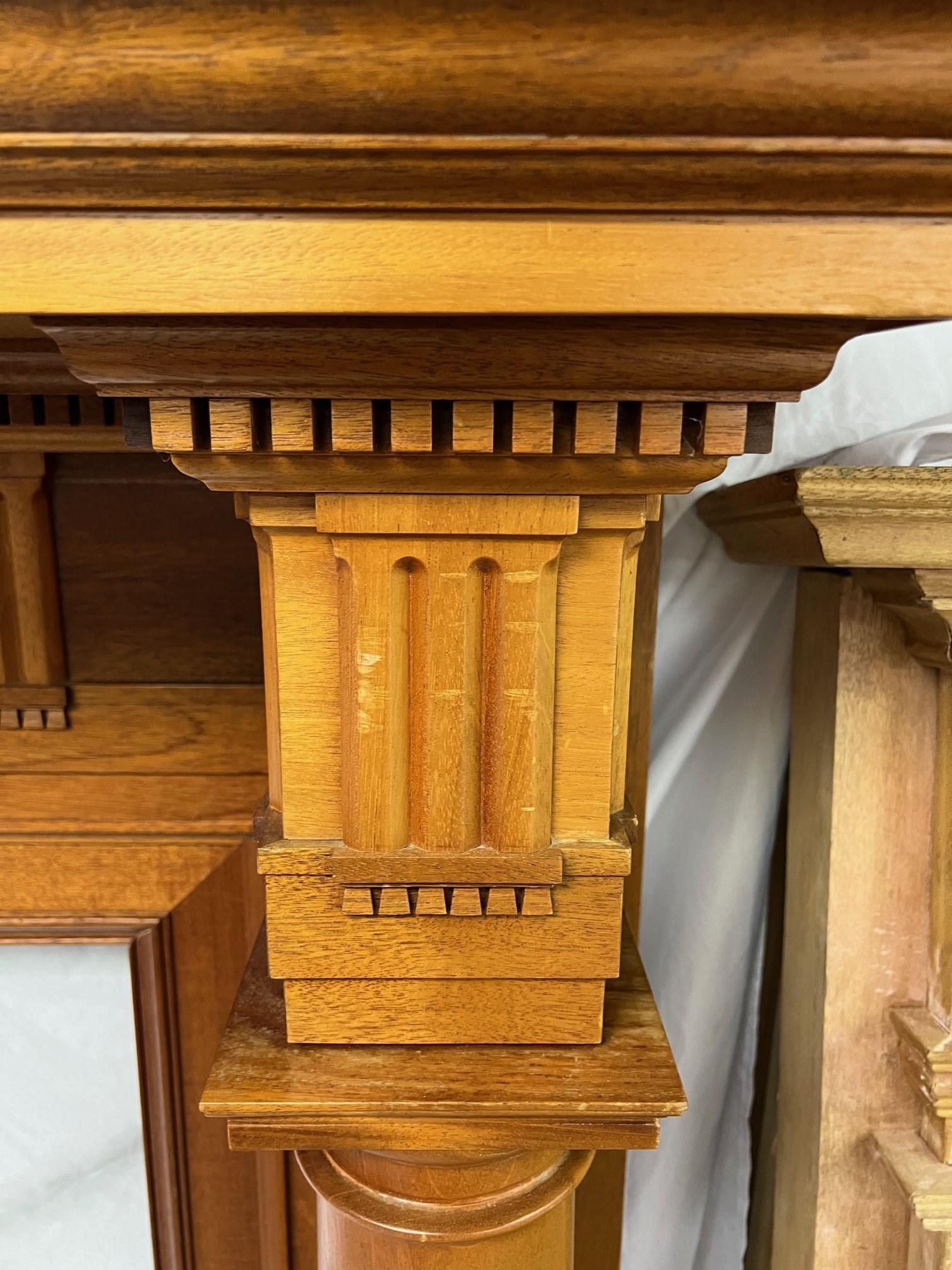 Wood Fireplace Mantel with Columns and Large Opening   For Sale 3