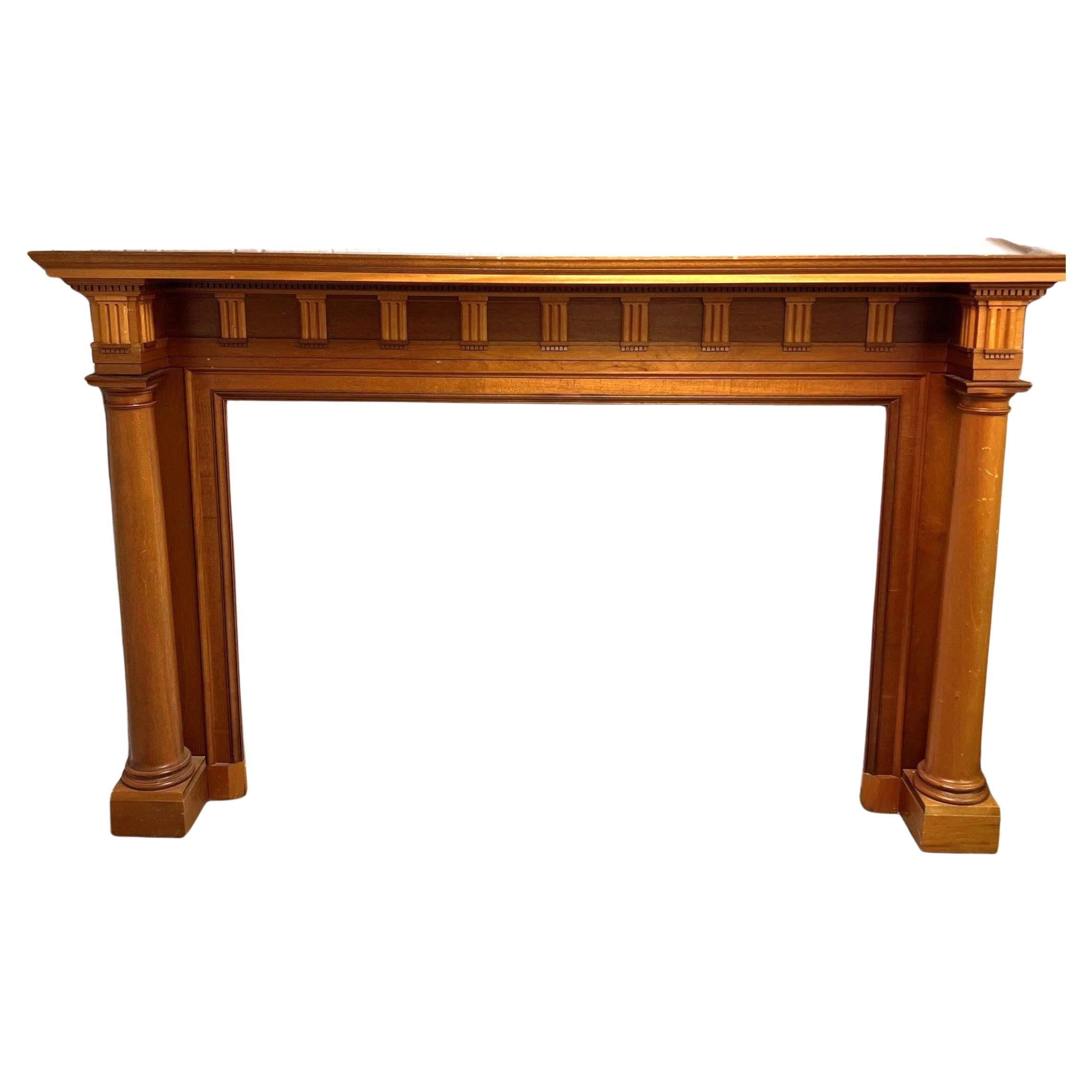 Wood Fireplace Mantel with Columns and Large Opening