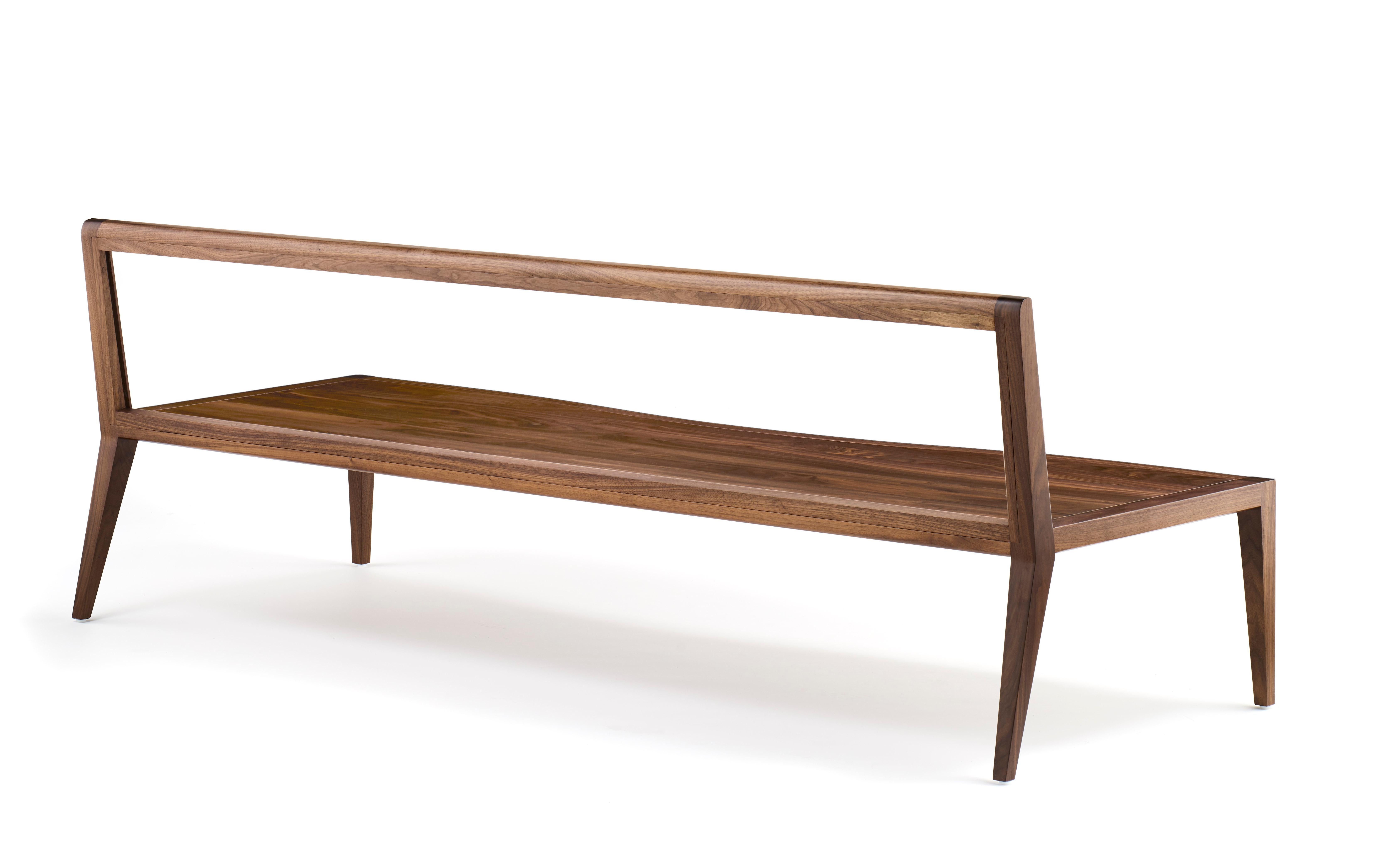 Chinese Wood Float Bench, Walnut and Acrylic Sofa For Sale