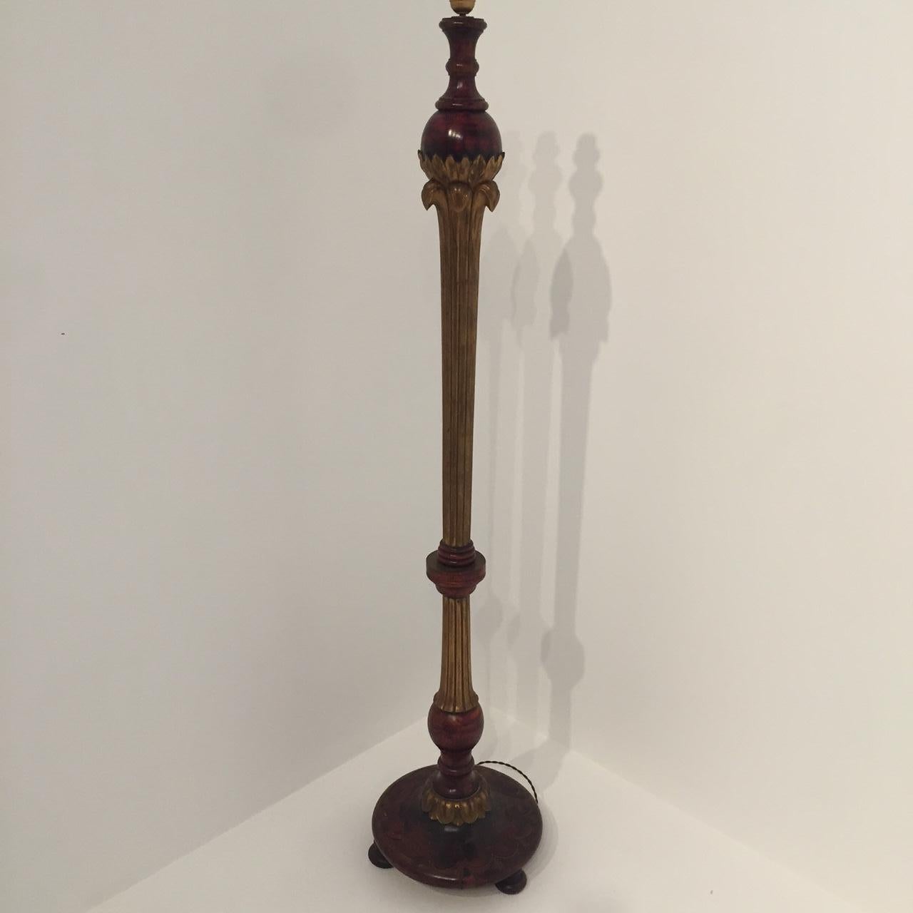 Belgian Wood Floor Lamp by Alfred Chambon For Sale