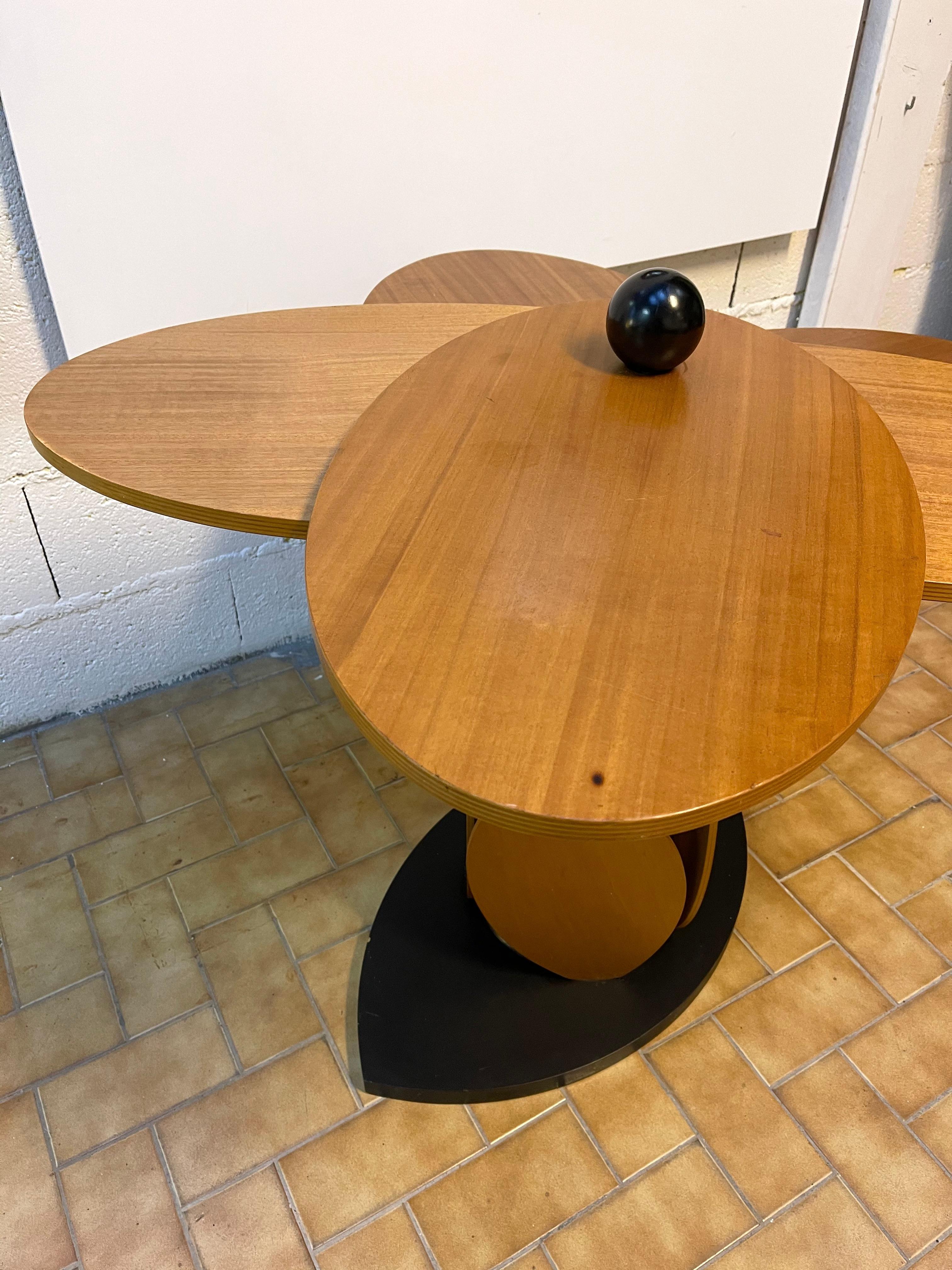 Mid-Century Modern Wood Flower Modular Table. Italy, 1980s For Sale