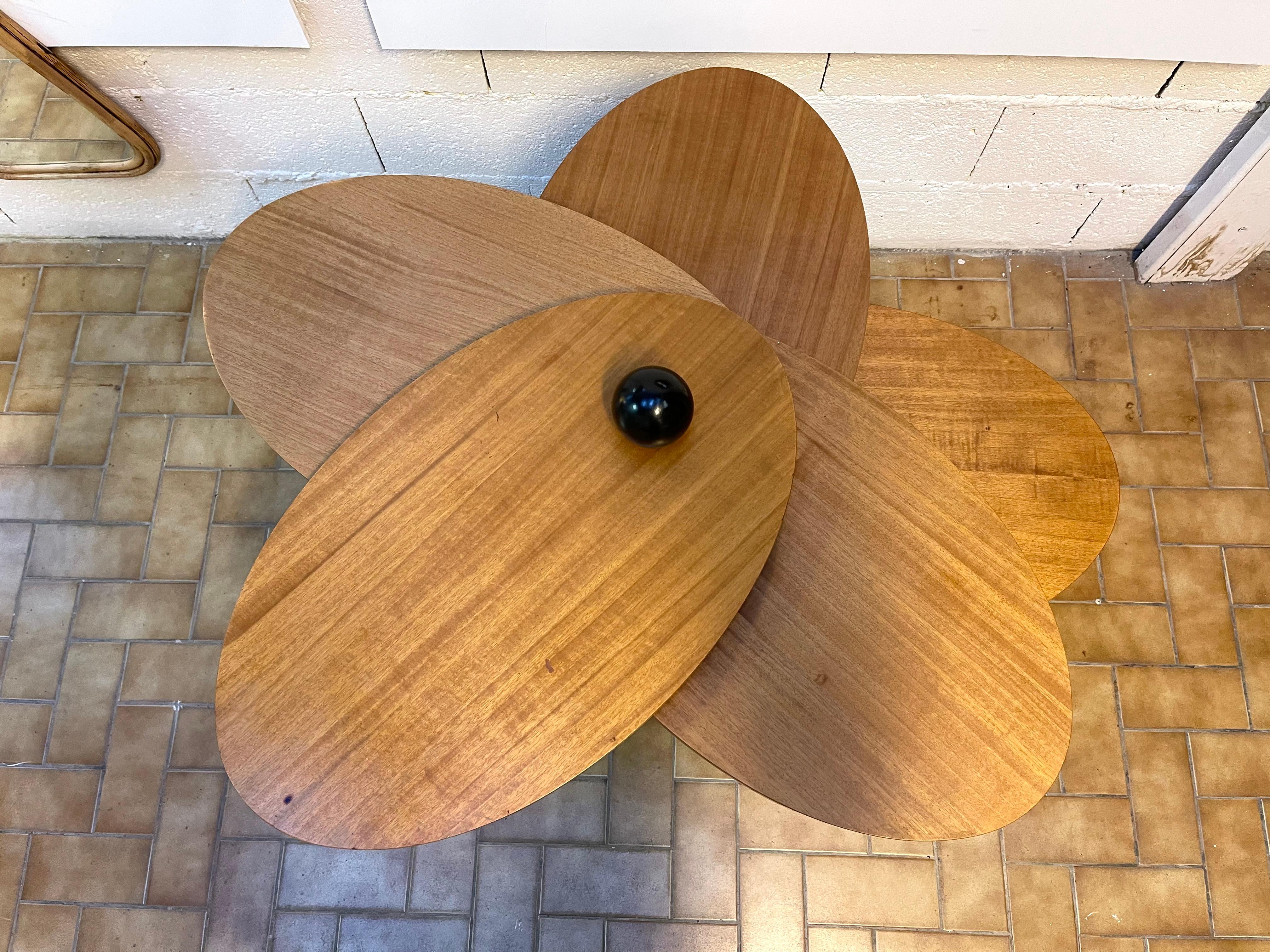 Metal Wood Flower Modular Table. Italy, 1980s For Sale