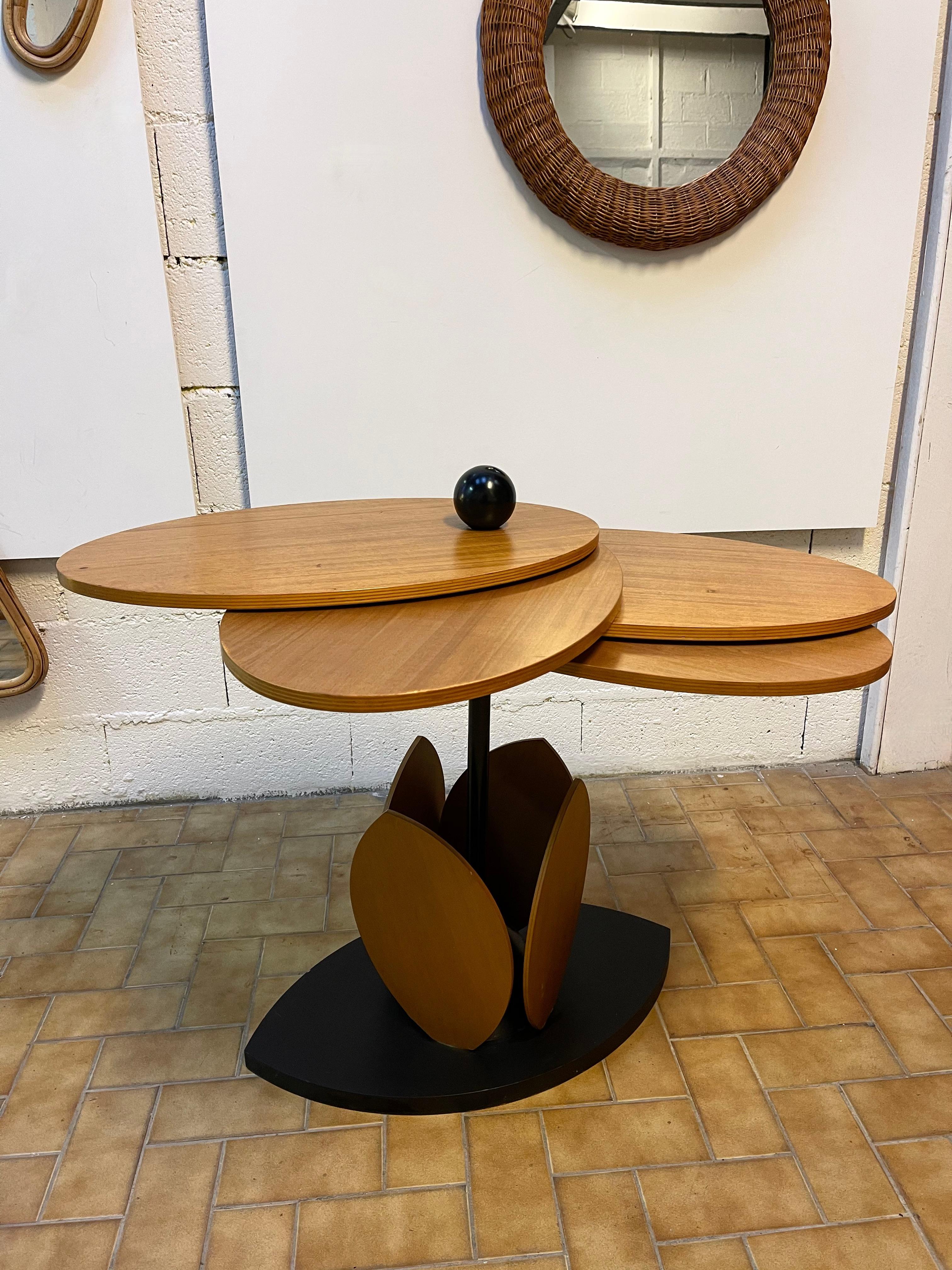 Wood Flower Modular Table. Italy, 1980s For Sale 2