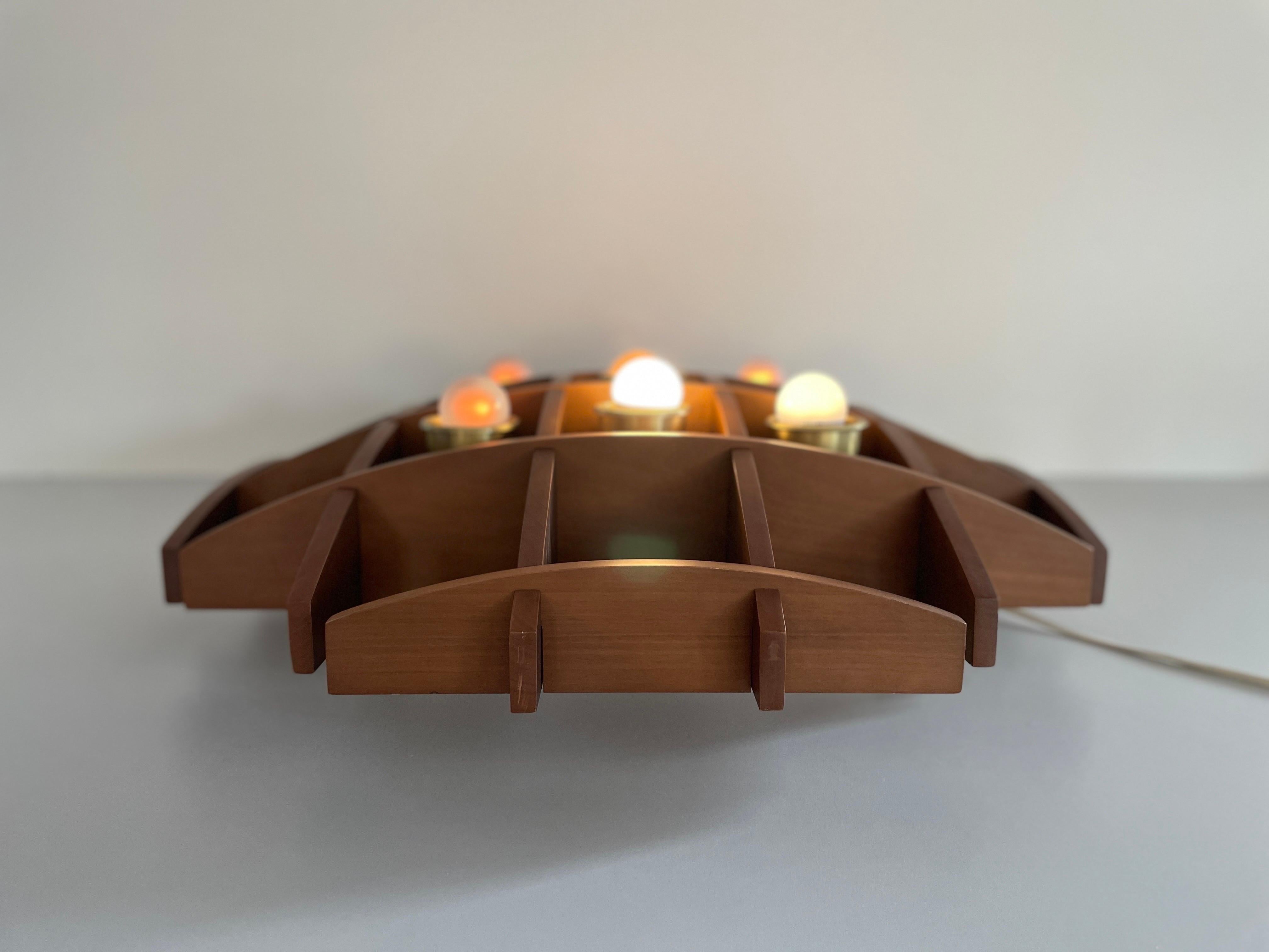 Wood Flush Mount Light by Angelo Brotto for Esperia, 1960s, Italy For Sale 6