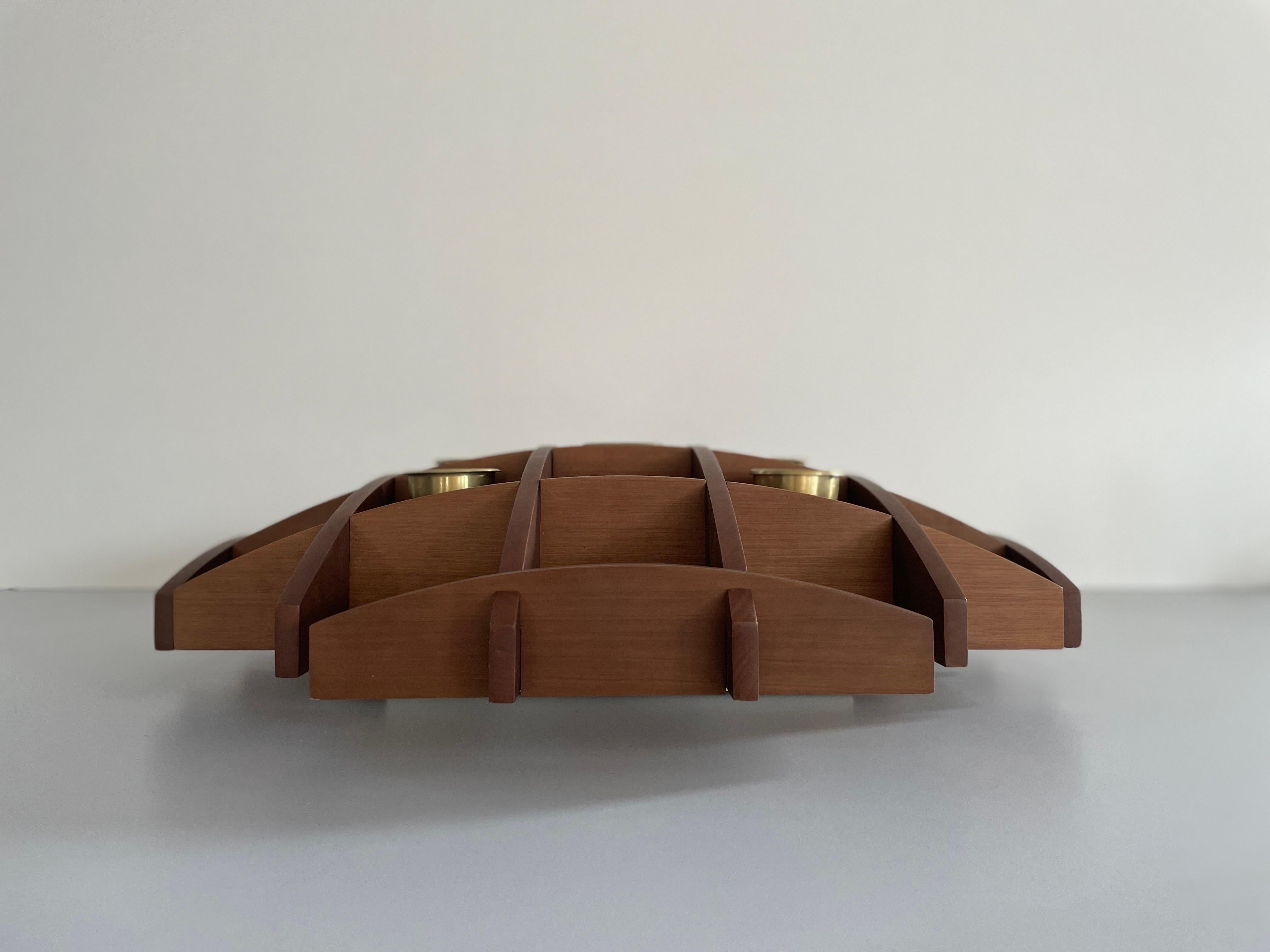 Wood Flush Mount Light by Angelo Brotto for Esperia, 1960s, Italy For Sale 1